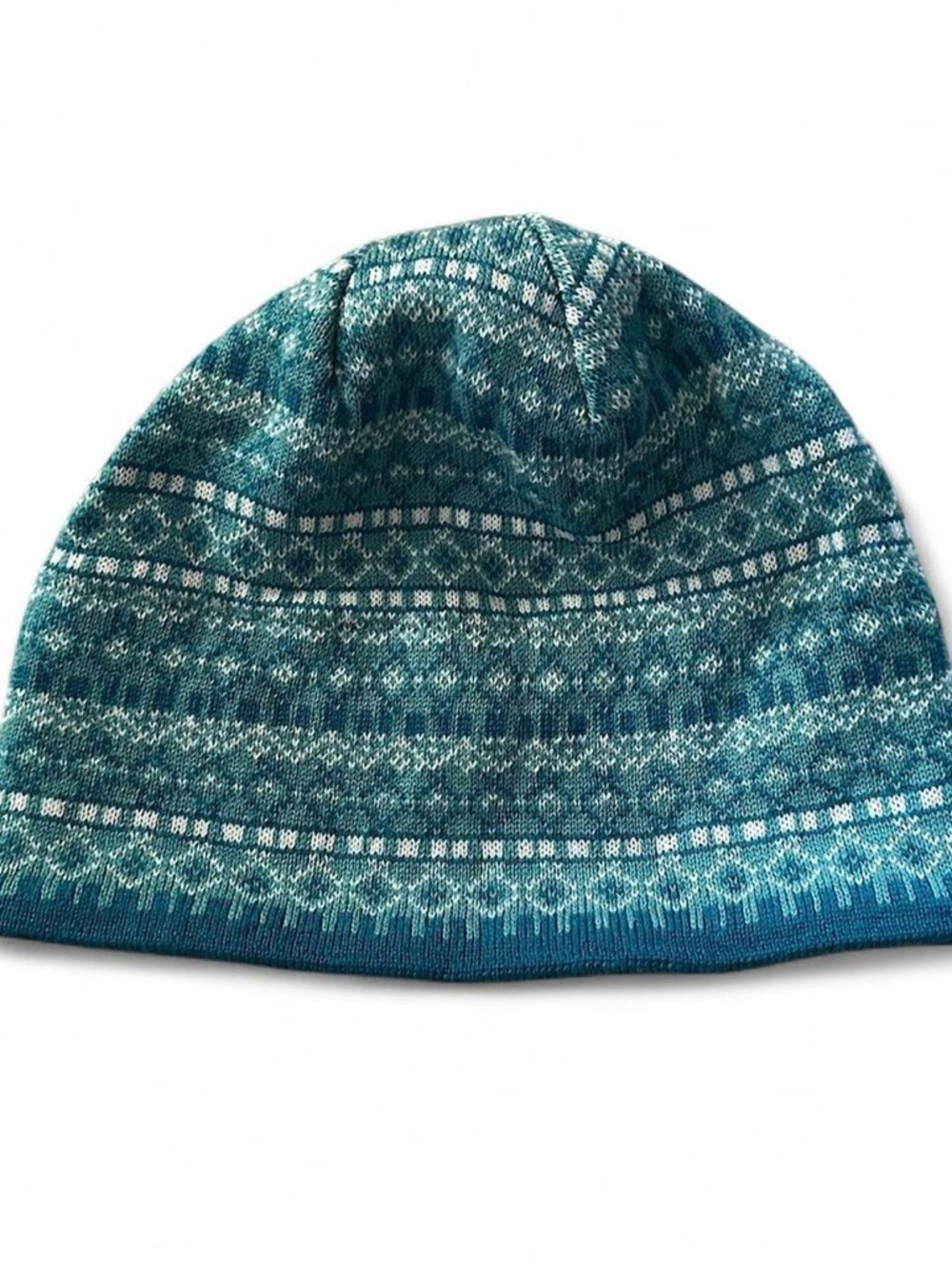 Women’s Teal Patterned Knit Beanie Hat